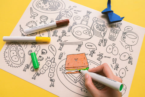 Food Land Colouring Placemat - Home by wheniwasfour | 小时候, Singapore local artist online gift store