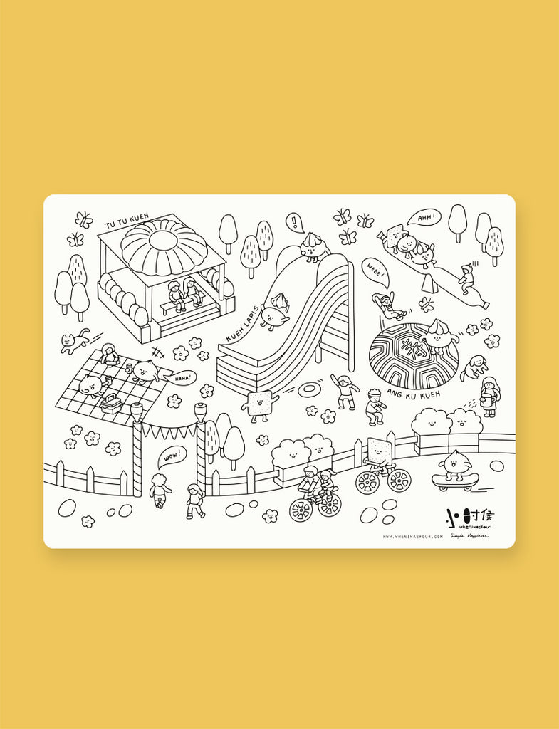 Snack Park Colouring Placemat - Home by wheniwasfour | 小时候, Singapore local artist online gift store
