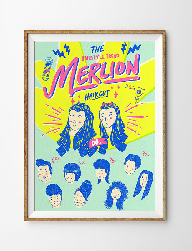 Merlion Hairstyle Hanging Poster