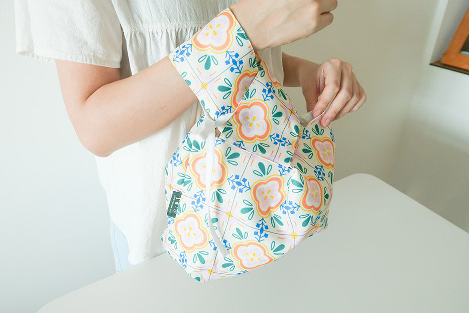 Peranakan Tiles Knot Bag - Knot Bag by wheniwasfour | 小时候, Singapore local artist online gift store