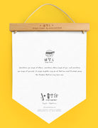 Dream chaser 'simple laugher to whisk away troubles' motivational banner with cute illustrated girl for wall decoration (back view).