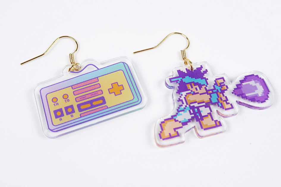 Old Game Console Street Fighter Earrings - Accessories by wheniwasfour | 小时候, Singapore local artist online gift store