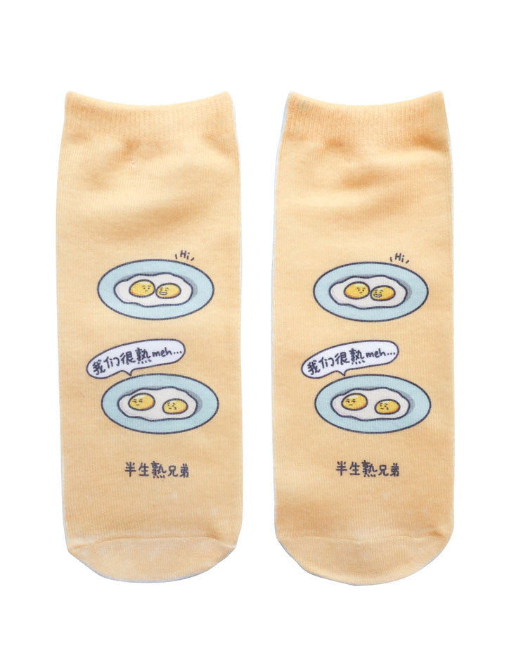 Half-Boiled Eggs Socks - Apparel by wheniwasfour | 小时候, Singapore local artist online gift store