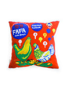 Old-School Singapore Snacks - Kaka Cushion Cover in red with chickens