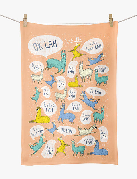 Lah Singlish Tea Towel - Tea Towel by wheniwasfour | 小时候, Singapore local artist online gift store