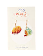 Kopitiam Kaya Toast and Kopi Dangling Earrings - Accessories by wheniwasfour | 小时候, Singapore local artist online gift store