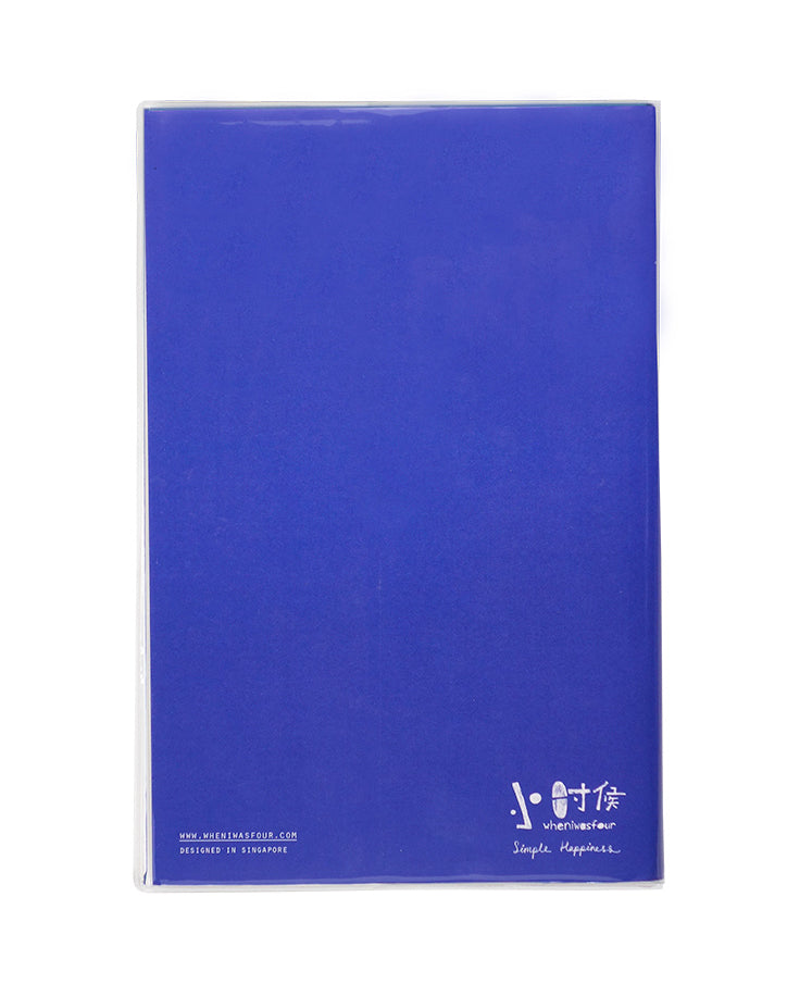 Blue motivational gift notebook with rocketship and penguin design all is possible