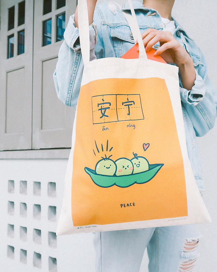 Peace Totebag - Canvas Tote Bags by wheniwasfour | 小时候, Singapore local artist online gift store