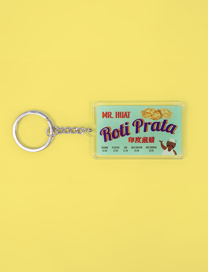 Roti Prata Hawker Stall Signage as a Keychain in green