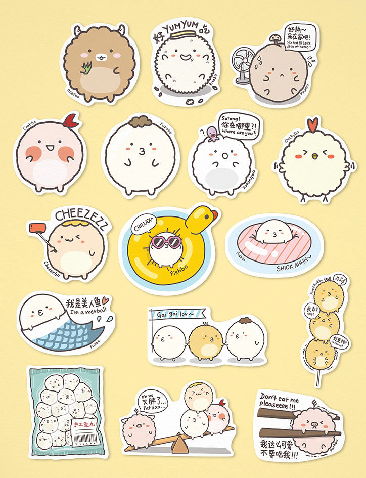 Sumoboru Stickers Pack (16 stickers) - stationery by wheniwasfour | 小时候, Singapore local artist online gift store