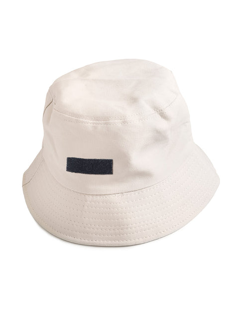 Beige Bucket Hat with Velcro Patch