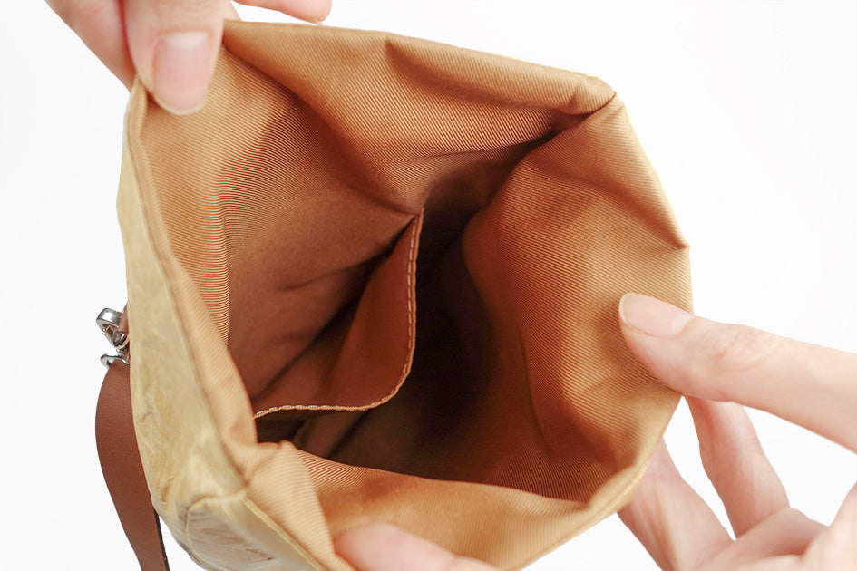 Unique and quirky retro sling bag inspired by old school paper food packaging - Inner view