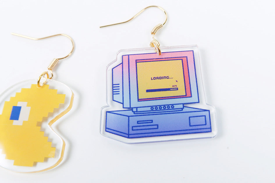 Retro Computer Pacman Earrings - Accessories by wheniwasfour | 小时候, Singapore local artist online gift store