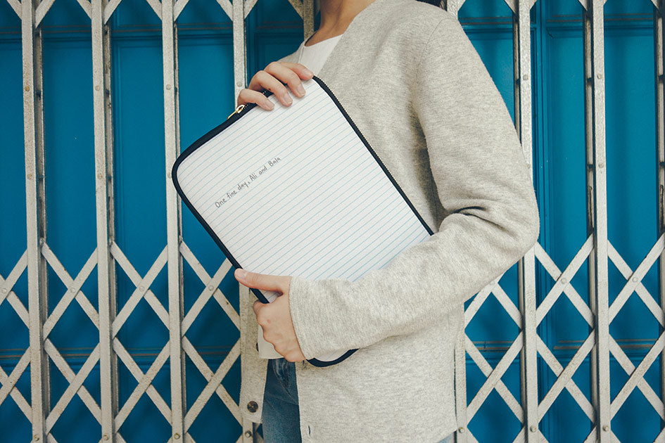 Eccentric and quirky laptop sleeve inspired by lined notebooks
