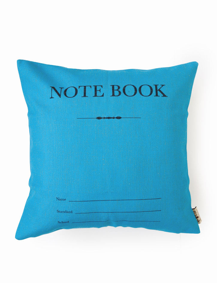 Blue Notebook Cushion Cover - Square Old-School Home Decor in blue