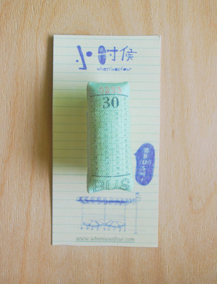 old singapore bus ticket bag pin