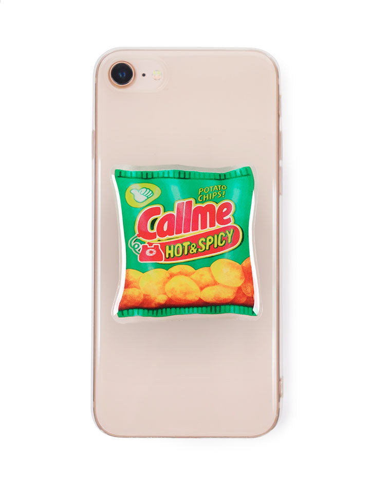Quirky pop-socket in green inspired by your favourite snacks - Call me potato chips