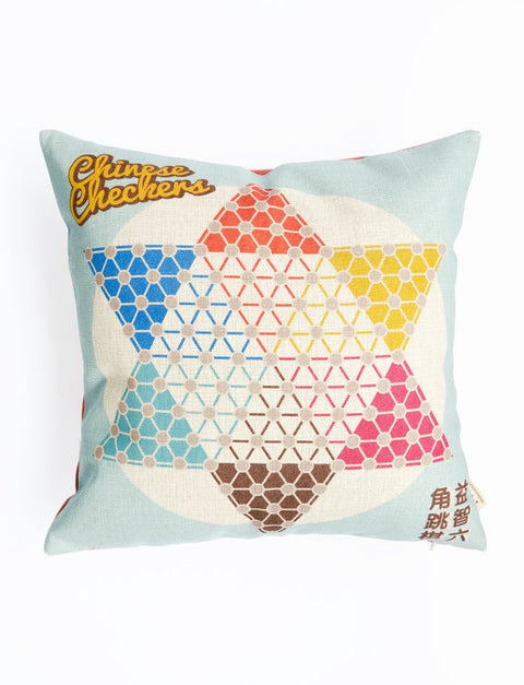 Square Cushion Cover with Chinese Checkers design