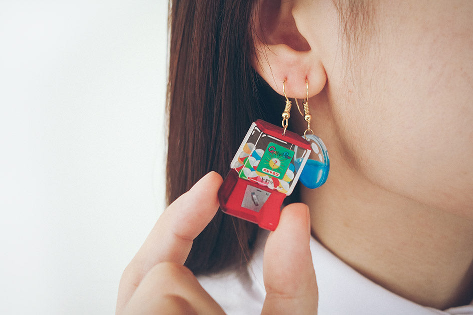 Gachapon Machine Dangling Earrings - Accessories by wheniwasfour | 小时候, Singapore local artist online gift store