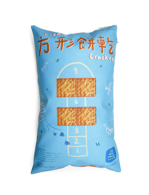 Old-School Snacks - Cream Crackers Cushion Cover in light blue with hopscotch designs