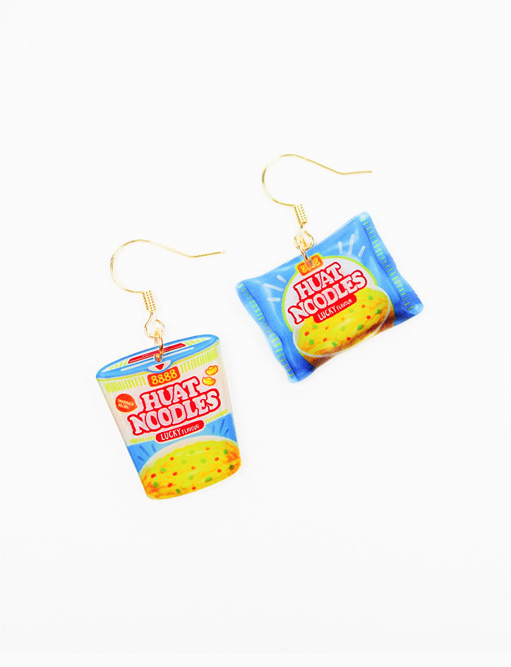 Huat Noodles Dangling Earrings - Accessories by wheniwasfour | 小时候, Singapore local artist online gift store