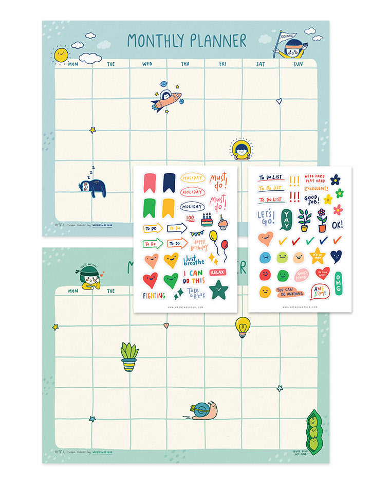 Dream Chaser Monthly Desk Planner - Monthly Planner by wheniwasfour | 小时候, Singapore local artist online gift store