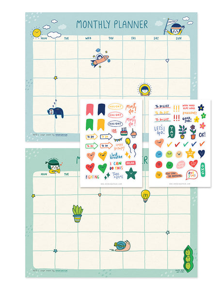 Dream Chaser Monthly Desk Planner - Monthly Planner by wheniwasfour | 小时候, Singapore local artist online gift store