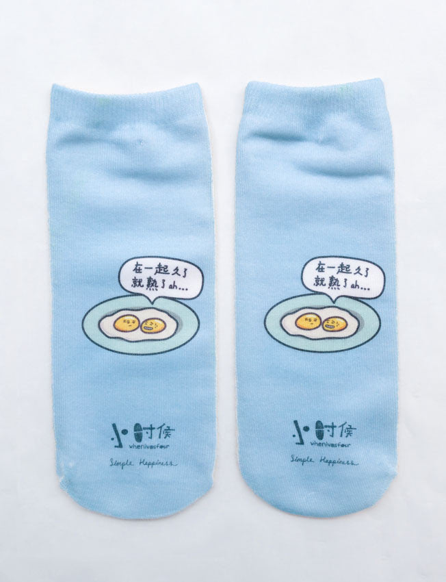 Half-Boiled Eggs Socks - Apparel by wheniwasfour | 小时候, Singapore local artist online gift store