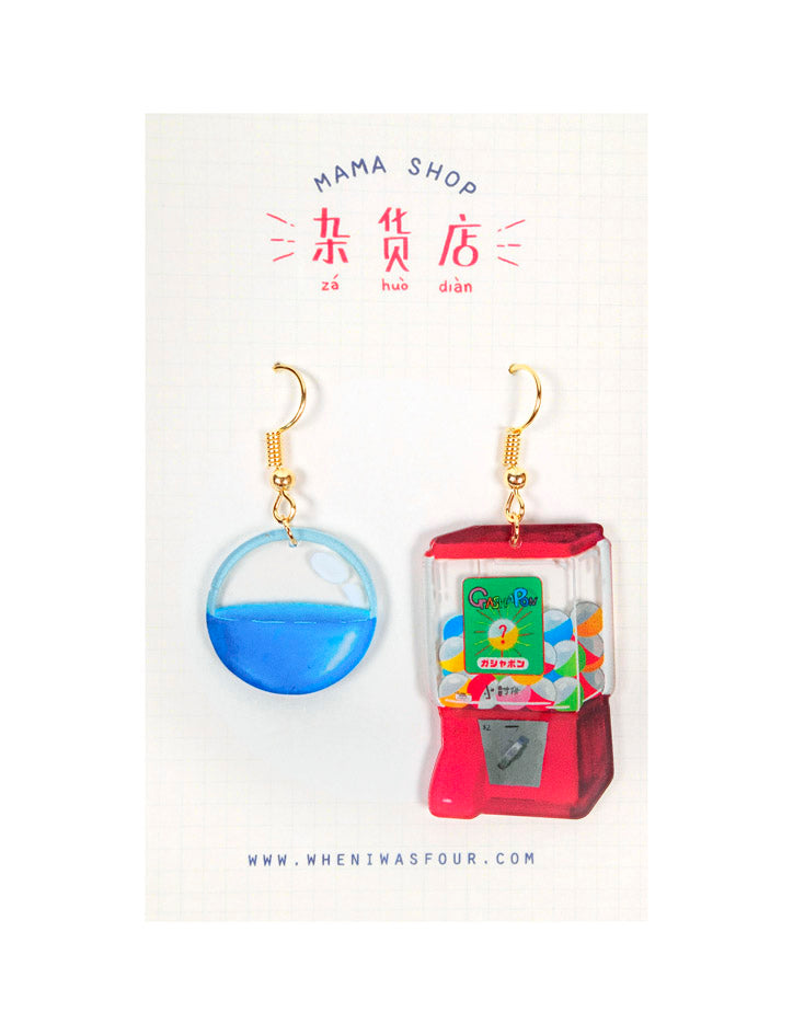 Gachapon Machine Dangling Earrings - Accessories by wheniwasfour | 小时候, Singapore local artist online gift store