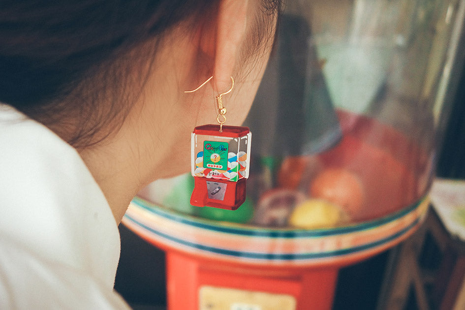 Gachapon Machine Dangling Earrings - Accessories by wheniwasfour | 小时候, Singapore local artist online gift store