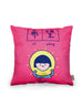 Dream chaser 'hope' cushion cover in pink with cute girl illustration.