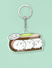 Cute fishball characters as icecream scoops in classic icecream sandwich keychain