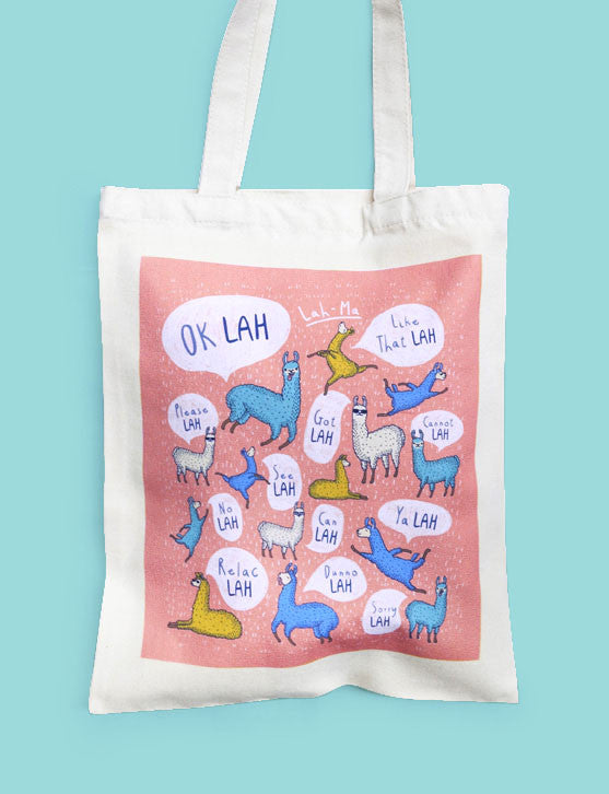 Lah-ma Singlish Tote Bag - Canvas Tote Bags by wheniwasfour | 小时候, Singapore local artist online gift store