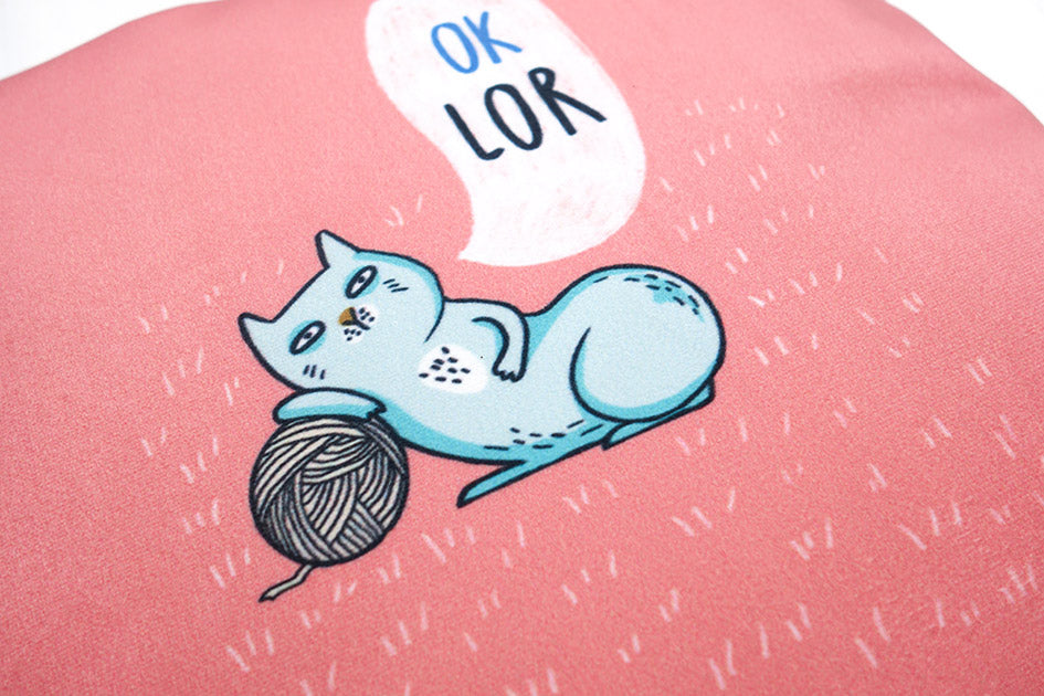 Cat Lor Singlish Cushion Cover (2 sizes) - cushion cover by wheniwasfour | 小时候, Singapore local artist online gift store