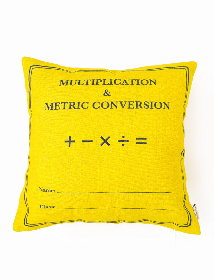 Multiplication & Metric Conversion Square Cushion Cover in yellow