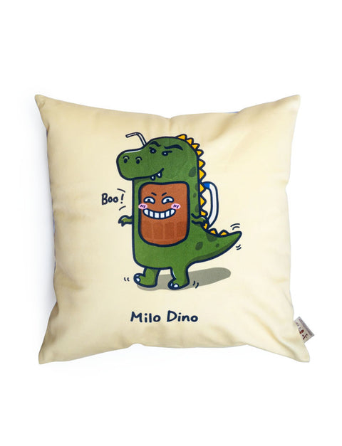 Quirky Singapore Home Decor - Milo Dinosaur square Cushion Cover in beige with dinosaur designs