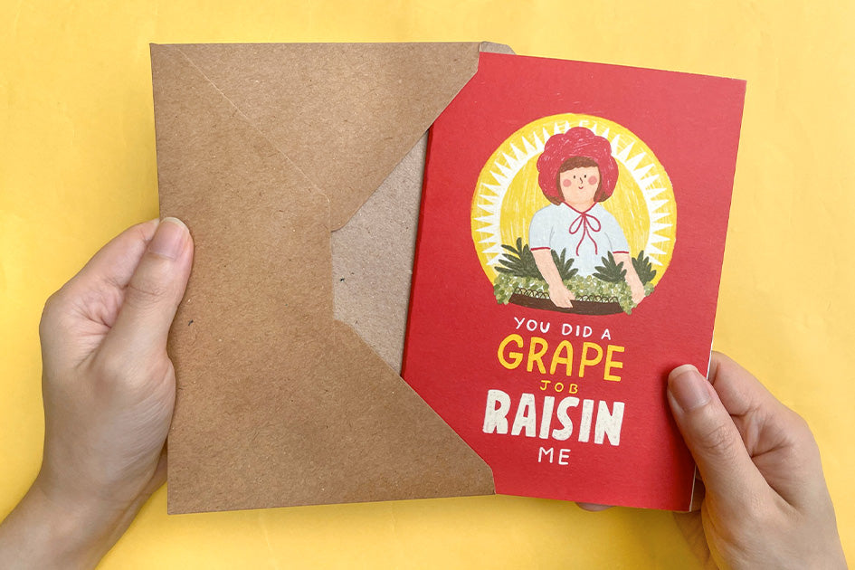 You Did A Grape Job Raisin Me Greeting Card - Postcards by wheniwasfour | 小时候, Singapore local artist online gift store