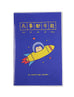 Blue motivational gift notebook with rocketship and penguin design all is possible