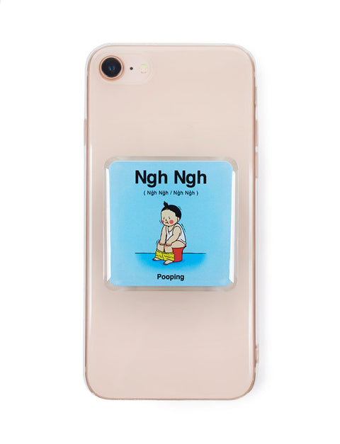 Cute and quirky blue pop socket with Singlish baby talk - Ngh Ngh