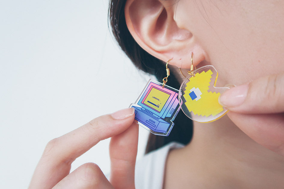 Retro Computer Pacman Earrings - Accessories by wheniwasfour | 小时候, Singapore local artist online gift store