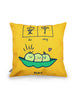 Dream chaser 'peace' cushion cover with adorable three peas in a pod illustration.