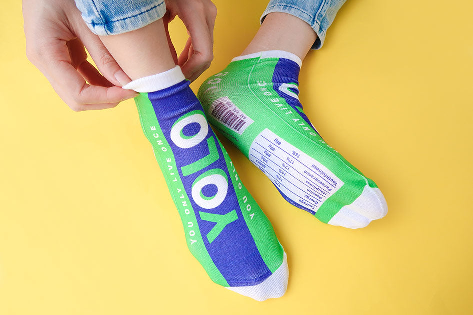 Yolo socks - Apparel by wheniwasfour | 小时候, Singapore local artist online gift store