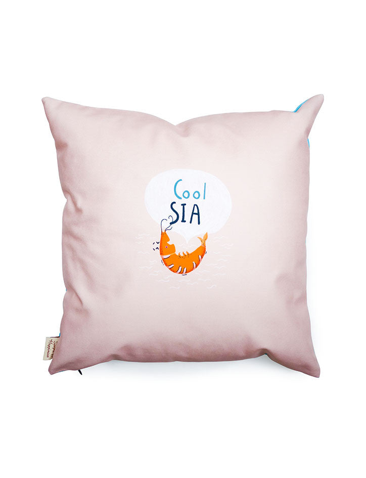 Sia (Prawn) Singlish Cushion Cover (2 sizes) - cushion cover by wheniwasfour | 小时候, Singapore local artist online gift store