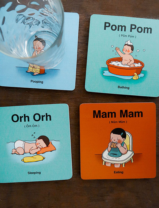 Wooden Singlish Baby Talk Coasters (Set of 4)