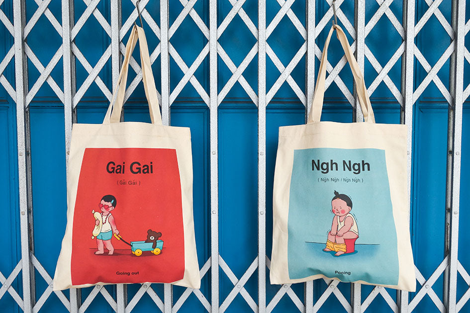 Ngh Ngh Tote Bag - Canvas Tote Bags by wheniwasfour | 小时候, Singapore local artist online gift store