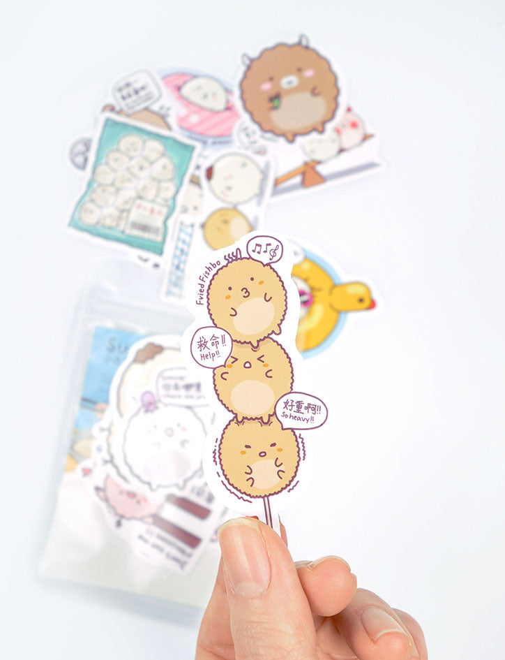 Sumoboru Stickers Pack (16 stickers) - stationery by wheniwasfour | 小时候, Singapore local artist online gift store