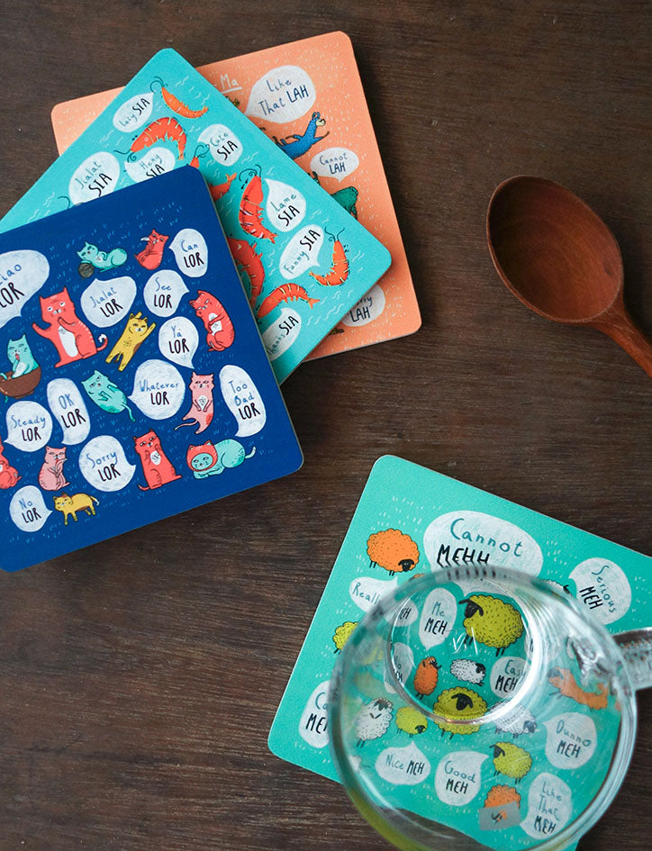 Singlish Wooden Coasters - Home by wheniwasfour | 小时候, Singapore local artist online gift store