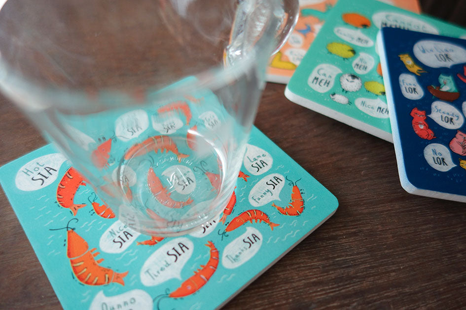 Singlish Wooden Coasters - Home by wheniwasfour | 小时候, Singapore local artist online gift store