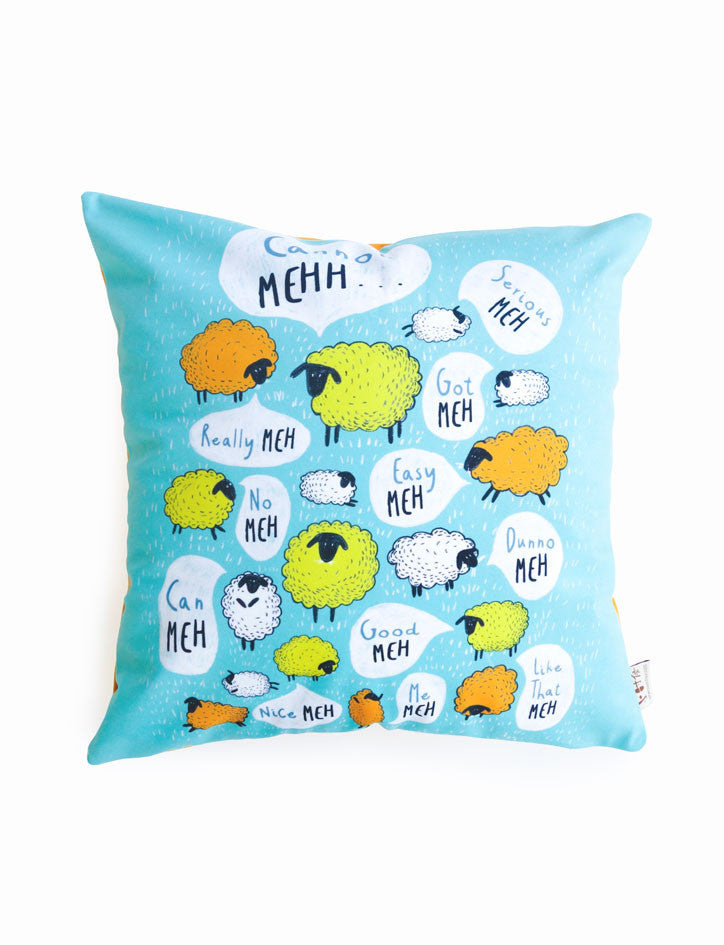 Meh Meh Singlish Cushion Cover (2 sizes) - cushion cover by wheniwasfour | 小时候, Singapore local artist online gift store