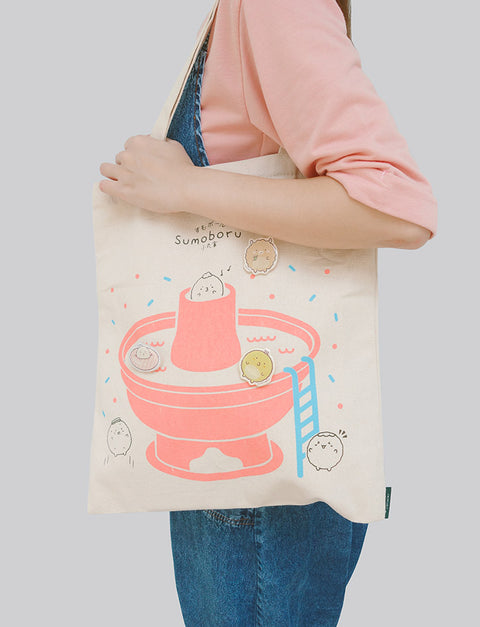 Sumoboru Hotpot Totebag + 2 Pins - Canvas Tote Bags by wheniwasfour | 小时候, Singapore local artist online gift store